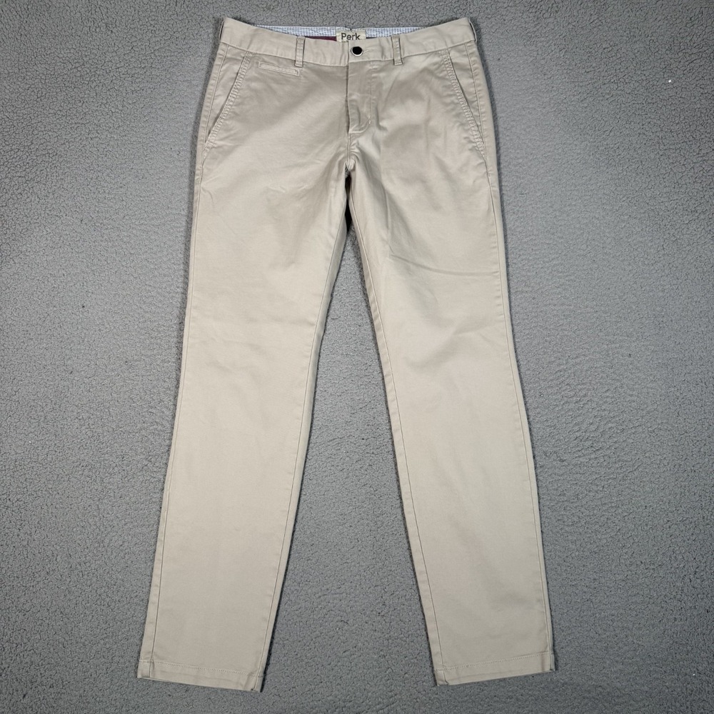 Perk Clothing Pants Mens 31x30 Brown Khaki Slim Fit Chino Casual Preppy Pockets